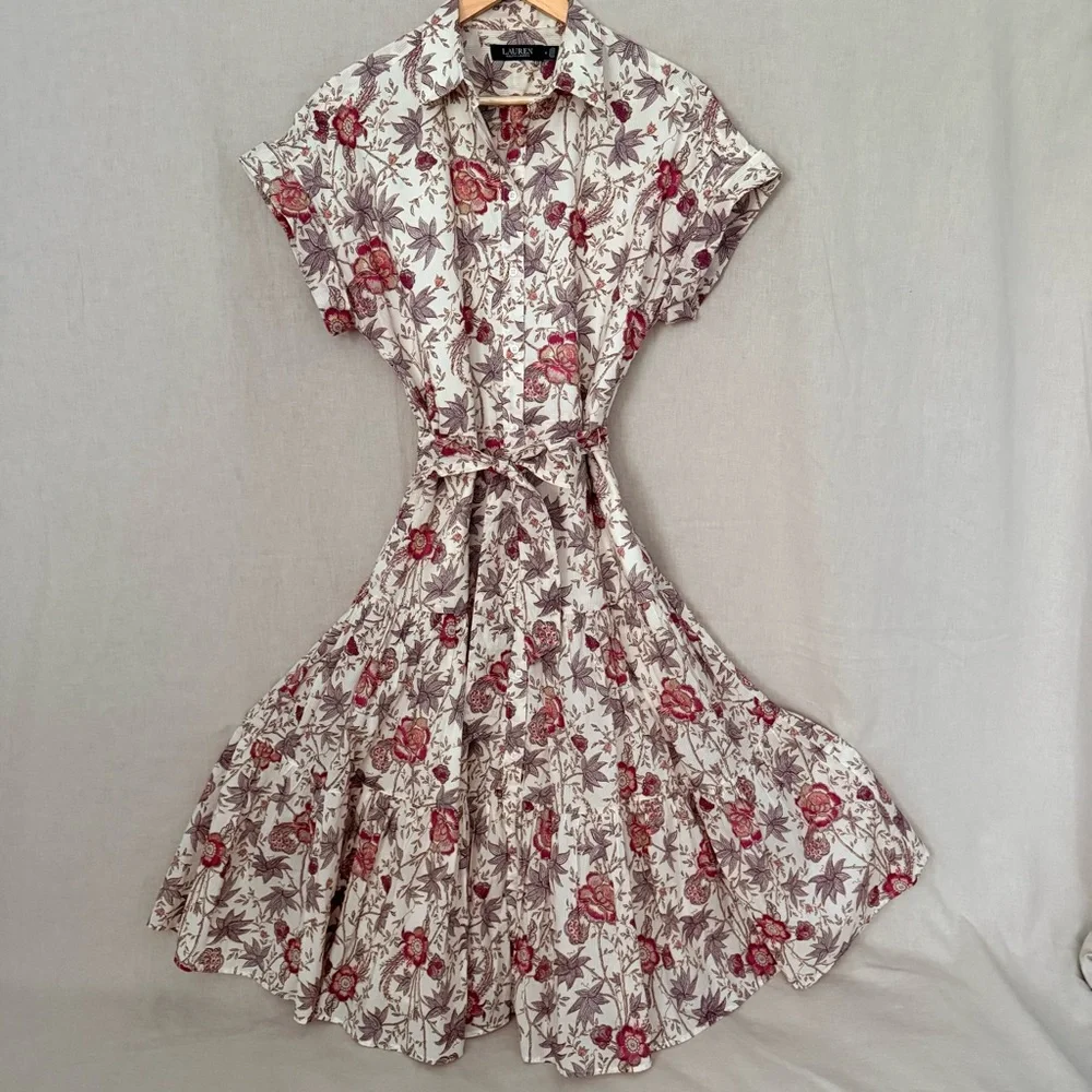 Lauren Ralph Lauren | Floral Shirt Dress | Cream Multi - Picture 1 of 9